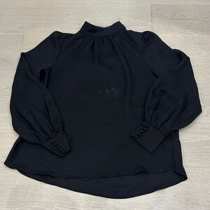 H&M Black Blouse with Buttoned Sleeves